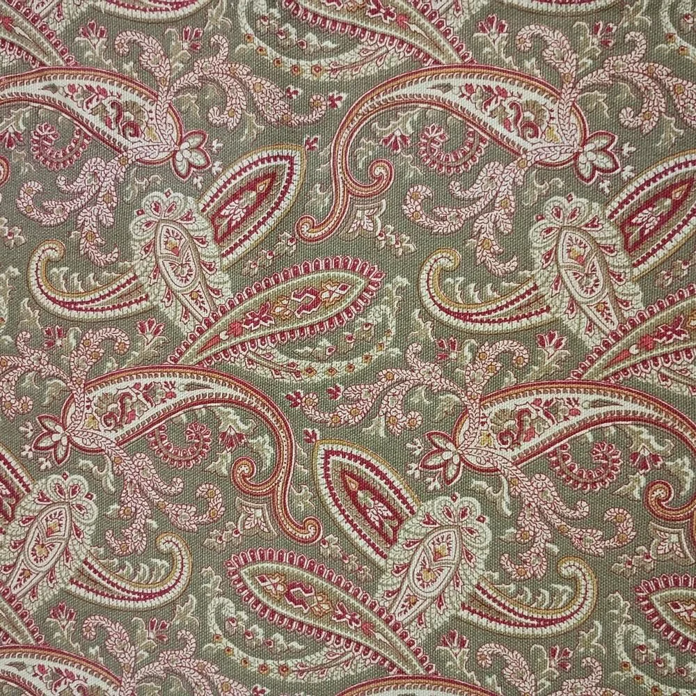Country Curtains Paisley Drapery Panels Lot Of 2 Olive Green Red 87